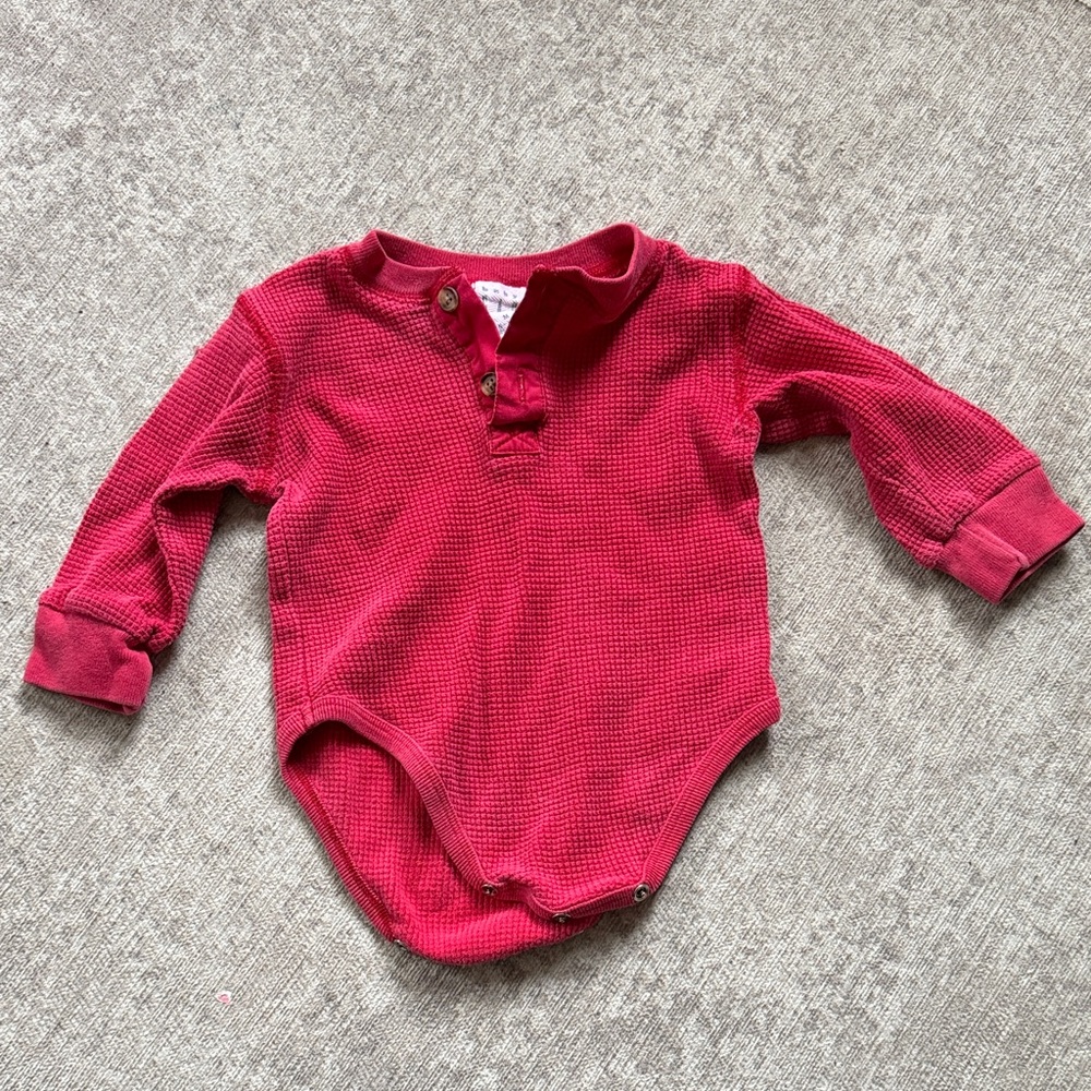 Baby Gap Kids Long-Sleeve Waffle One-Piece in red